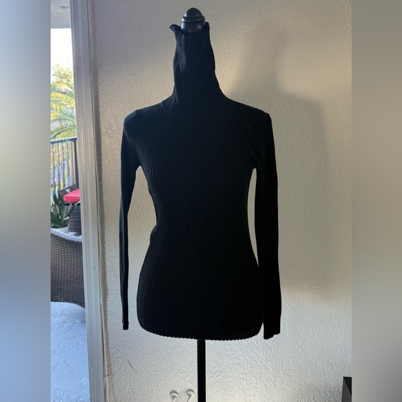 VOYELLES Black Ribbed Turtleneck Sweater - Soft Viscose Blend - Size S/M - Picture 1 of 9